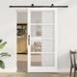 vidaXL Porte coulissante avec kit de quincaillerie 'ORKDAL'Bois massif blanc et verre
