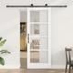 Porte coulissante vidaXL avec quincaillerie 'ORKDAL'Blanc Bois massif et Verre