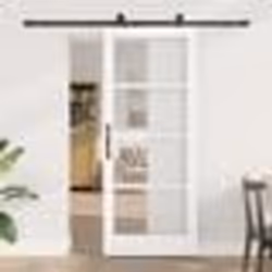 Porte coulissante vidaXL avec kit matériel 'ORKDAL'en bois solide blanc et verre