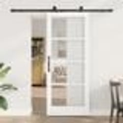 Porte coulissante vidaXL avec kit matériel 'ORKDAL'en bois solide blanc et verre