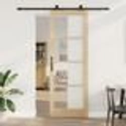 Porte coulissante vidaXL avec quincaillerie 'ORKDAL'Bois massif & Verre