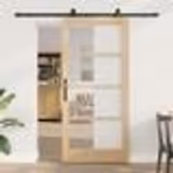 Porte Coulissante vidaXL avec Quincaillerie 'ORKDAL'en Bois Massif et Verre