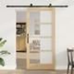 Porte Coulissante vidaXL avec Quincaillerie 'ORKDAL'en Bois Massif et Verre
