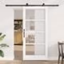 Porte coulissante vidaXL avec kit de quincaillerie 'ORKDAL'Bois massif et verre blanc