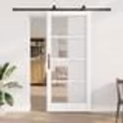 Porte coulissante vidaXL avec kit de quincaillerie 'ORKDAL'Bois massif blanc & verre