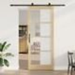 Porte coulissante vidaXL avec kit 'ORKDAL'en bois massif et verre