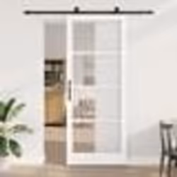 Porte Coulissante vidaXL avec Quincaillerie 'ORKDAL'en Bois Massif Blanc et Verre