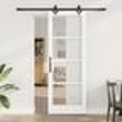 Porte Coulissante vidaXL avec Kit Quincaillerie 'ORKDAL'Bois Massif Blanc et Verre