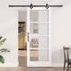 Porte coulissante vidaXL avec ensemble de matériel 'ORKDAL'Blanc Bois Massif & Verre