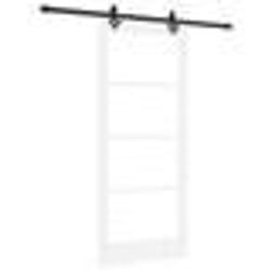 Porte Coulissante vidaXL avec Matériel 'ORKDAL'Bois Massif Blanc & Verre