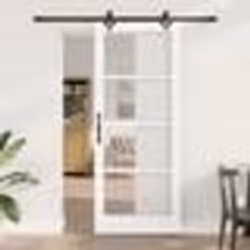 Porte coulissante vidaXL avec quincaillerie 'ORKDAL'bois massif blanc et verre