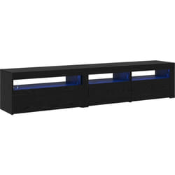 Coffres tv 2 pcs avec lumières led en bois d'ingénierie noir chêne Vidaxl