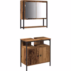 Cette armoire sous lavabo apporte une belle ambiance rustique, alliant l'attrait du vieux bois à une utilité moderne. Elle s' ...