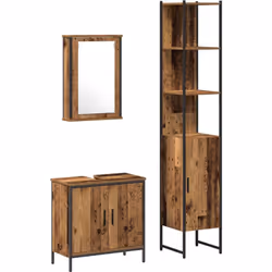 Cet ensemble de meubles de salle de bain en 3 pièces est à la fois chic et pratique, avec un super fini en bois rustique qui  ...