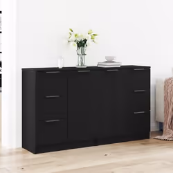 Buffet moderne - vidaXL - Chêne noir - 4 tiroirs - 2 portes - Ensemble de 2