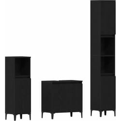 Vidaxl - Ensemble de mobilier de salle de bain avec stockage 3 pcs Noir
