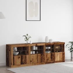 Buffet avec lumières led en vieux bois 202x37x67 cm bois reconstitué Vidaxl