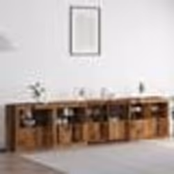 Buffet LED - vidaXL - Bois Ancien - 283x37x67 cm - 8 Portes - 4 Étagères - Marron