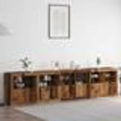 Buffet LED - vidaXL - Bois Ancien - 283x37x67 cm - 8 Portes - 4 Étagères - Marron