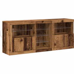 Éclaire ton espace de repas ou de vie avec le super buffet vidaXL, qui a un design en bois ancien rustique et des éclairages  ...