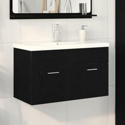 Vidaxl Armoire D'Évier Chêne Noir 80 X 38.5 X 46 Cm Bois D'Ingénierie