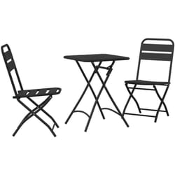 Set de Bistro Pliable 3 Pièces en Acier Anthracite
