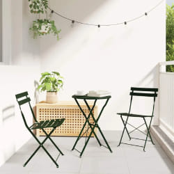 vidaXL Ensemble bistro pliant 3 pcs Vert foncé Acier