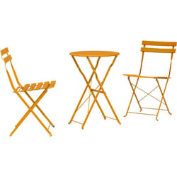 Vidaxl - Set de bistro pliable 3 pièces jaune moutarde en acier