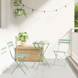 vidaXL Ensemble bistro pliant 3 pcs Vert menthe clair Acier