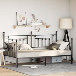 vidaXL Cadre de lit jour avec lit gigogne Noir 107x203 cm Acier 42002669