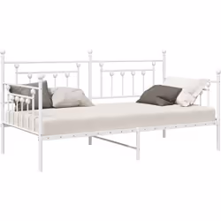 Ce cadre de lit en métal blanc minimaliste crée une ambiance élégante tout en assurant un sommeil confortable. Son design sim ...