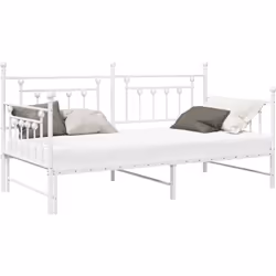 Ce Lit Trundle Convertible en Blanc est génial pour des soirées en pyjama ou juste pour se blottir. Il se transforme facileme ...