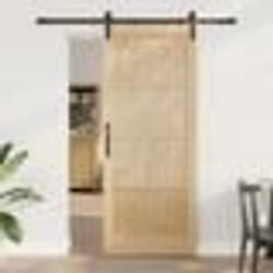 vidaXL Porte Coulissante Ensemble de 2 Naturel et noir Bois de pin massif