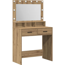 Table de maquillage avec lumières led en chêne brut 79x41x135 cm Vidaxl