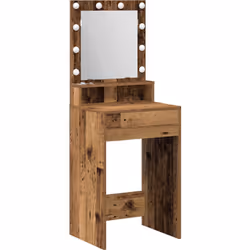 Cette coiffeuse en vieux bois est à la fois stylée et pratique pour tous tes besoins de toilettage. Son miroir éclairé te per ...