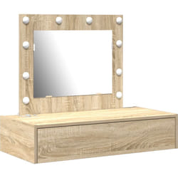 Table de Maquillage Murale avec Lumières led Chêne Sonoma Vidaxl