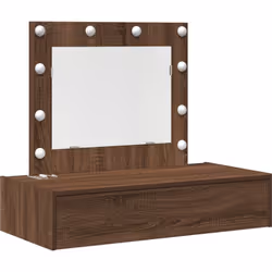 Cette coiffeuse murale mixe style moderne et praticité, parfaite pour toute chambre ou coin beauté. Avec sa finition chêne br ...
