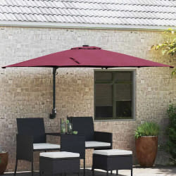 vidaXL Parasol de jardin Rouge bordeaux 248.5 x 247.5 x 160 cm tissu