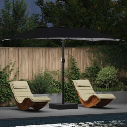 vidaXL Parasol de jardin Noir 385 x 209 x 244 cm tissu