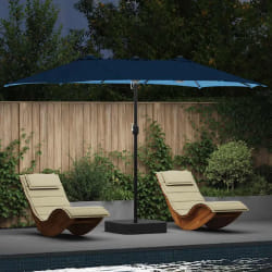 vidaXL Parasol de jardin Bleu 385 x 209 x 244 cm tissu