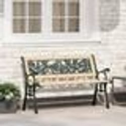 Banc de jardin vidaXL avec dossier à motif de roses 116 cm en bois