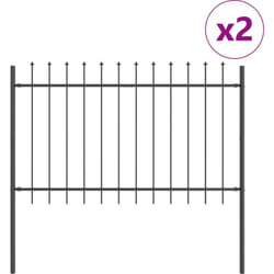 Clôture de jardin avec sommet en pointe gris 3,4x1 m en acier Vidaxl