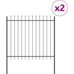 Clôture de jardin avec pointe de lance grise, 3,4x1,5 m en acier. Vidaxl