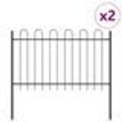 vidaXL Clôture de jardin avec sommet en arc gris, 3,4 x 0,8 m, en acier