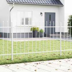 vidaXL Clôture de jardin blanche avec pointes - 6,8 x 1 m, Acier
