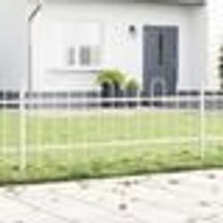 vidaXL Clôture de jardin avec sommet en hoop - Blanc, 6,8 m x 0,6 m, acier