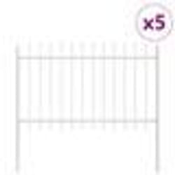 vidaXL Clôture de jardin avec sommet pointu - Blanc, 8,5 m x 0,8 m, en acier
