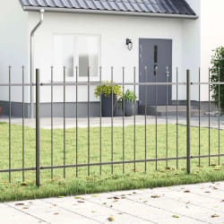 vidaXL Clôture de jardin avec sommet pointu gris 10,2 x 0,8 m en acier