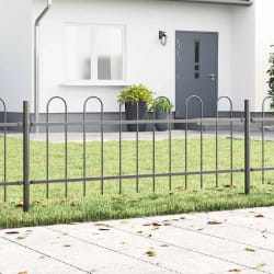 vidaXL Clôture de jardin avec arc, gris, 11,9 x 0,6 m, acier