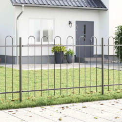vidaXL Clôture de jardin grise avec arceau - 11,9 x 0,8 m, en acier